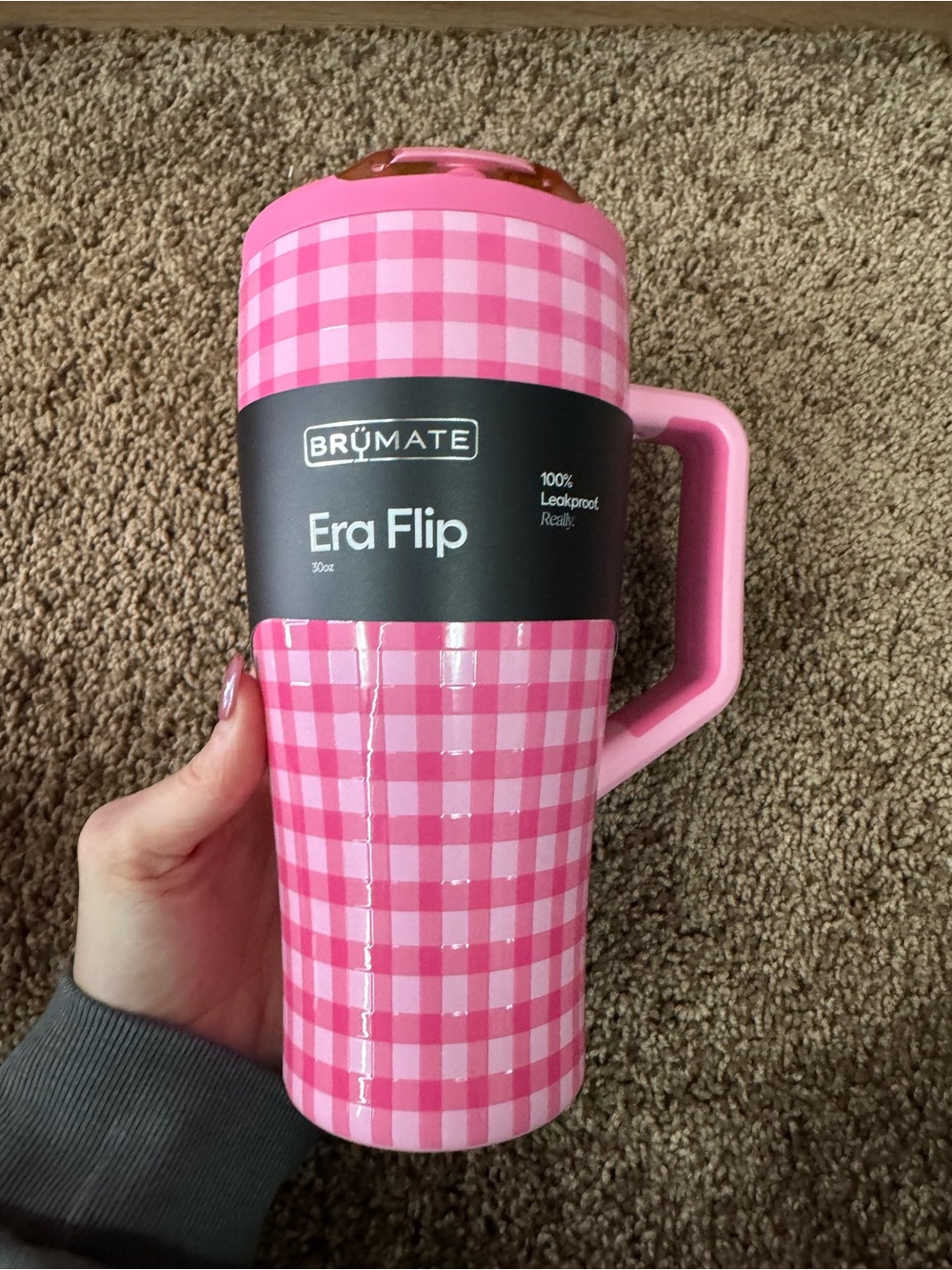 BrüMate Era Flip 30oz Tumbler - Pink Gingham
